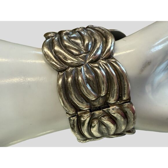 Vintage George Castillo Taxco Sterling Silver Sculptural Cuff Bracelet‎ 925 Mex - Picture 5 of 12